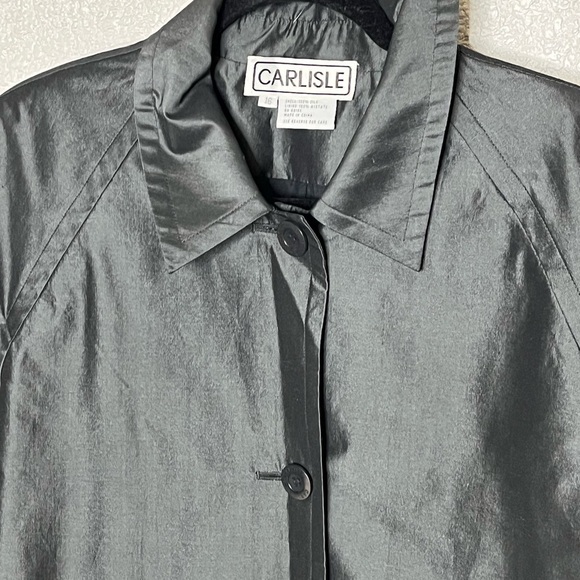 Carlisle Silk Trench Black Jacket Sz 16 - Picture 2 of 7